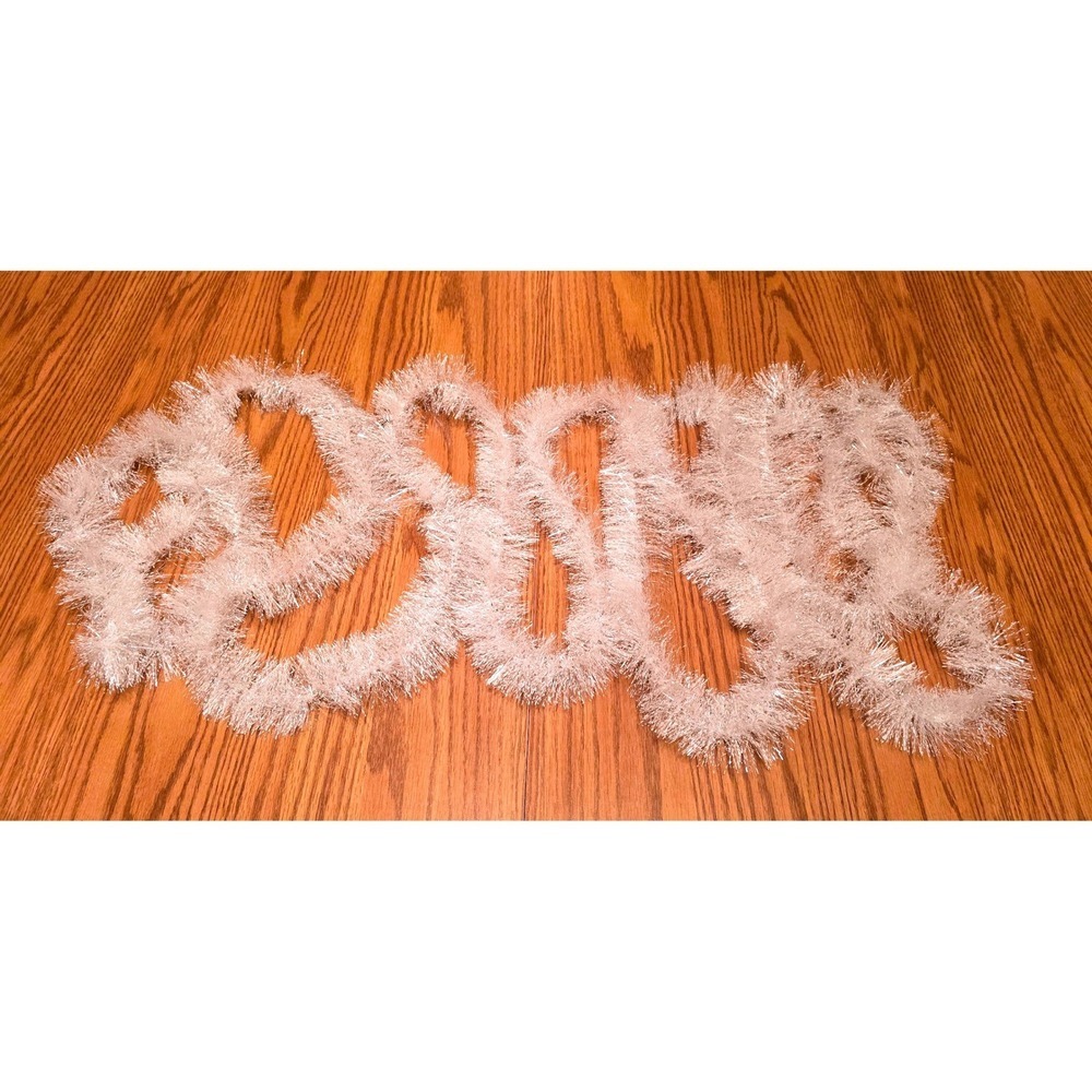 Sparkling White Tinsel Garland Christmas Holiday Party Decor, Great Condition‎